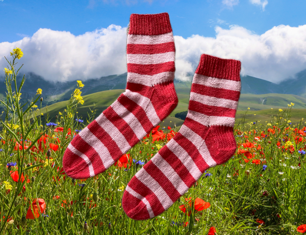 red and pink socks